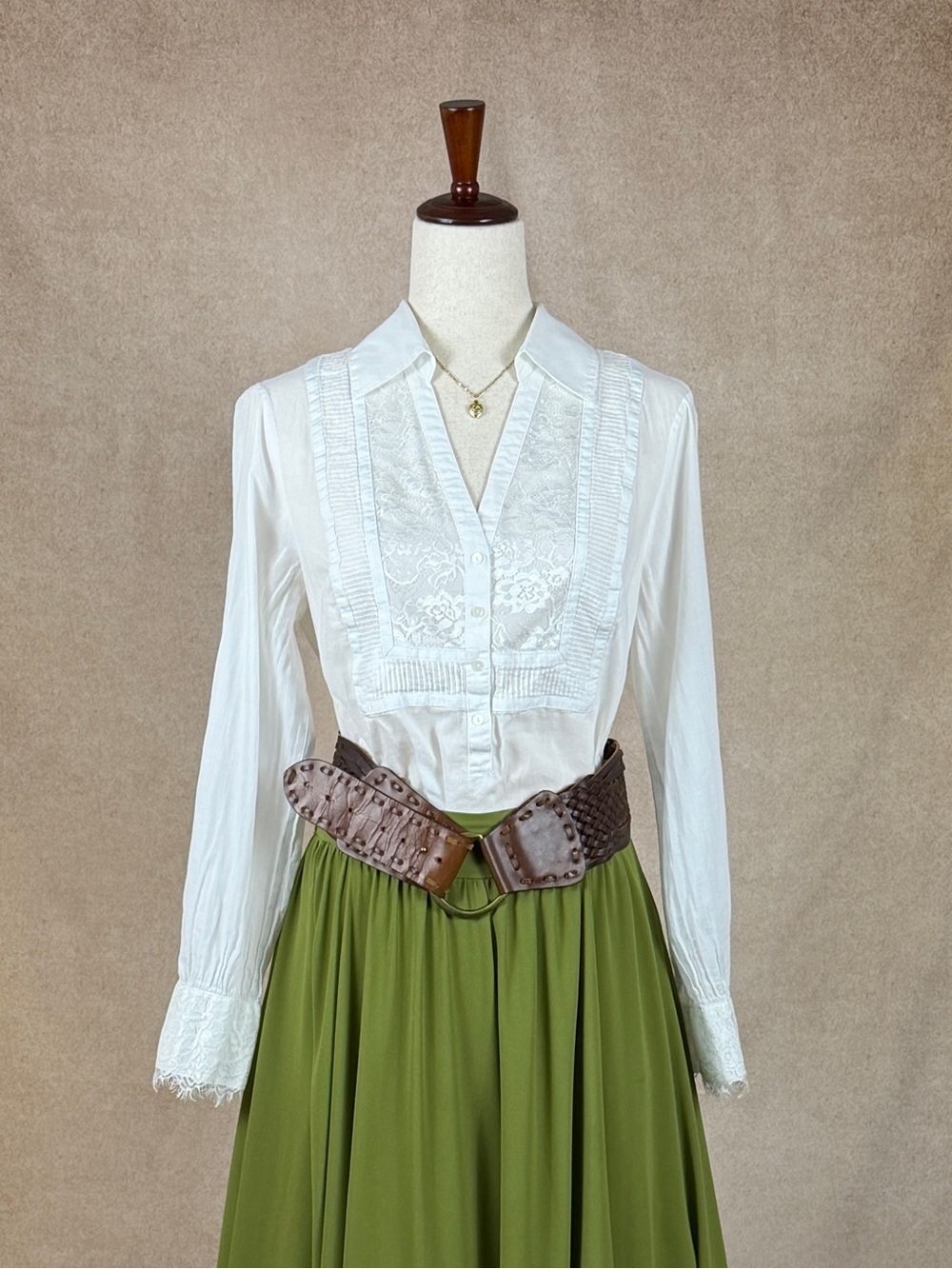 Exquisite Lace-Panel White Blouse